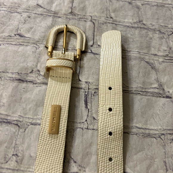 STEVE MADDEN IVORY FAUX SKIN PRINT WITH GOLD TONE ACCENTS WOMENS BELT SIZE LARGE - Picture 3 of 11